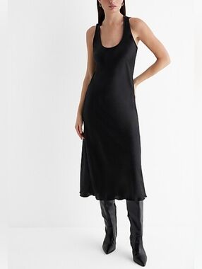 Express  Bias  Midi Slip Dress • Dark Blue   •Size L •